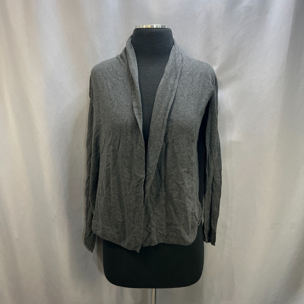 Express Cardigan Sweater Womens S Charcoal Gray Cotton Drape Front Shawl Collar